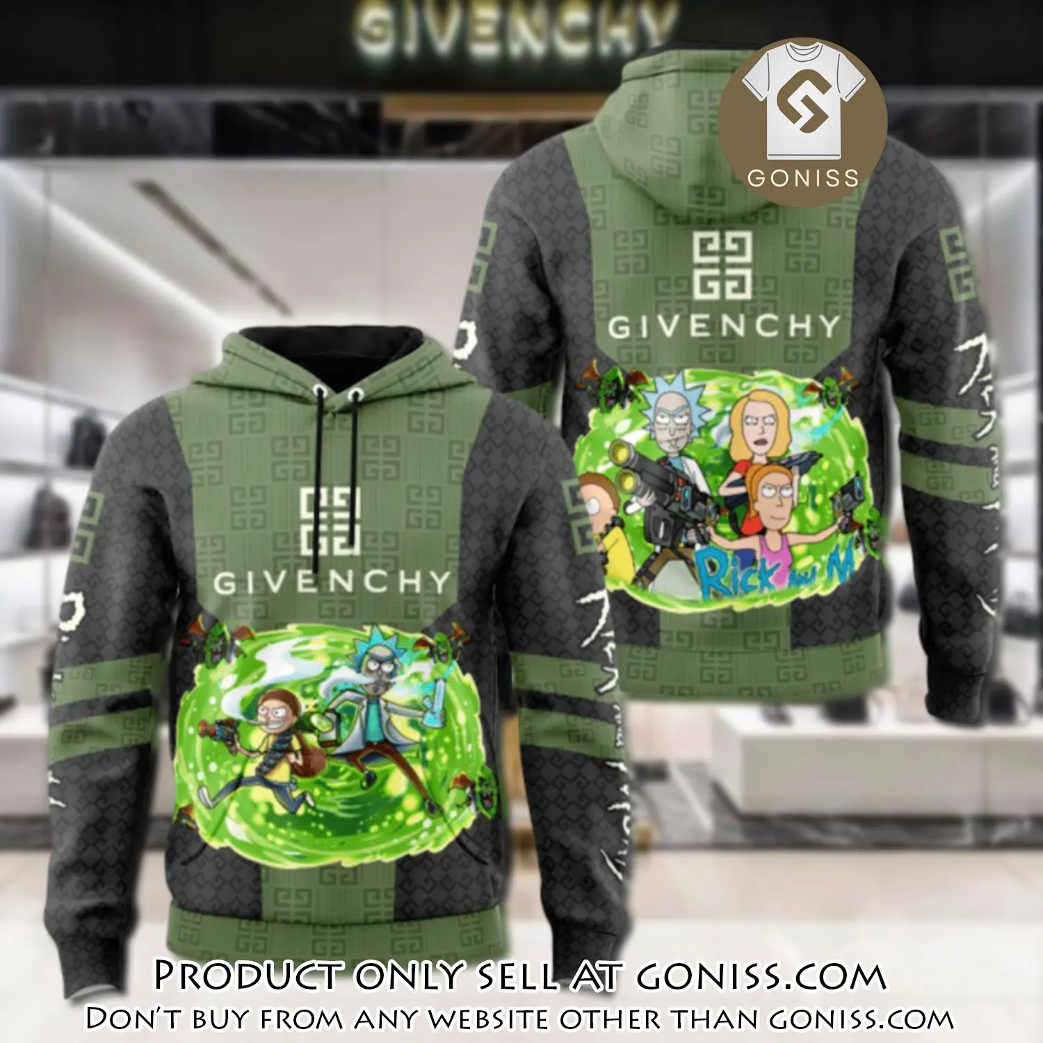 Givenchy rick and morty unisex hoodie luxury brand gifts  jh2009 gn0034509